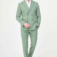Men's Sage Green Double-Breasted Slim Fit Suit