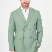 Men's Sage Green Double-Breasted Slim Fit Suit