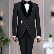 Men's Black Buckle Tuxedo Suit