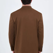 Men's Collarless Brown Suit