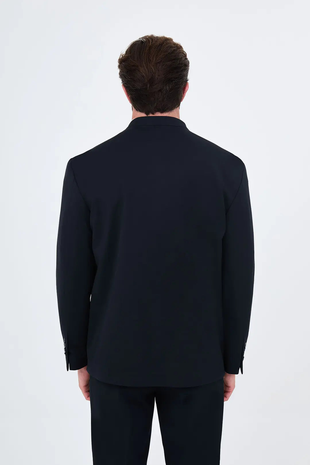 Men's Collarless Navy Blue Suit