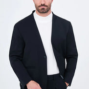 Men's Collarless Navy Blue Suit