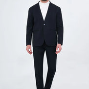Men's Collarless Navy Blue Suit