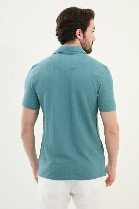 Marina Striped Mens Polo Shirt Light Green