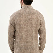Men's Brown Slim Fit Micro Dot Button-Down Shirt