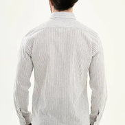 Men's Slim Fit White Black Pinstripe Shirt