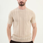 Mens Striped T Shirt Beige