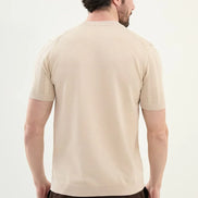 Mens Striped T Shirt Beige