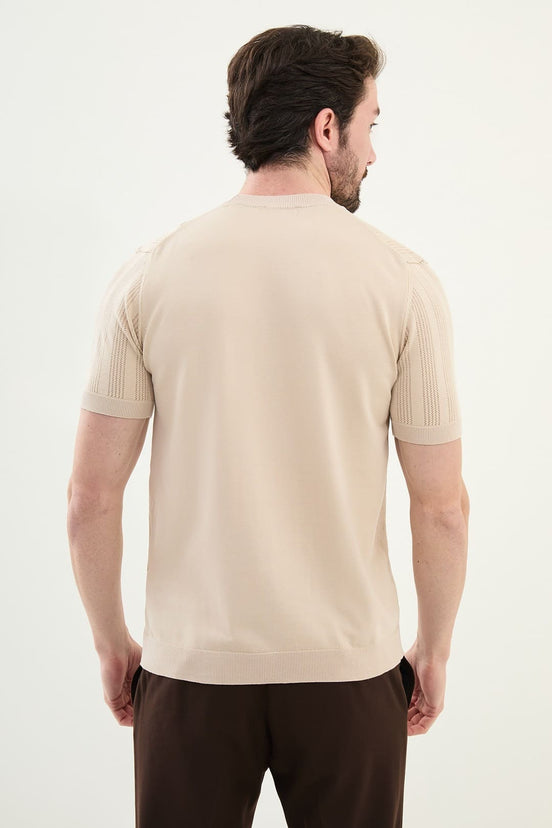 Mens Striped T Shirt​ Beige