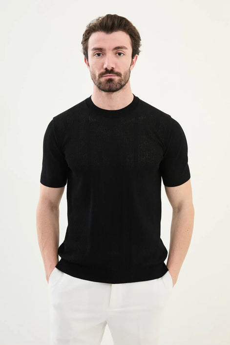 Mens Striped T Shirt Black