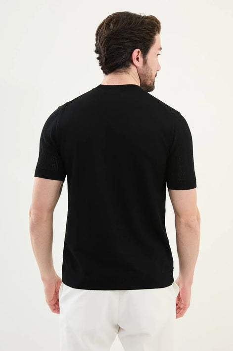 Mens Striped T Shirt Black