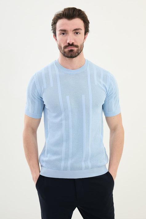 Mens Striped T Shirt Blue