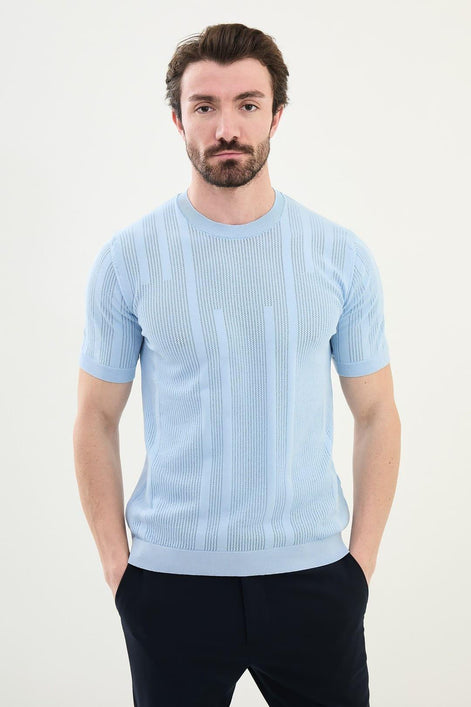 Mens Striped T Shirt Blue