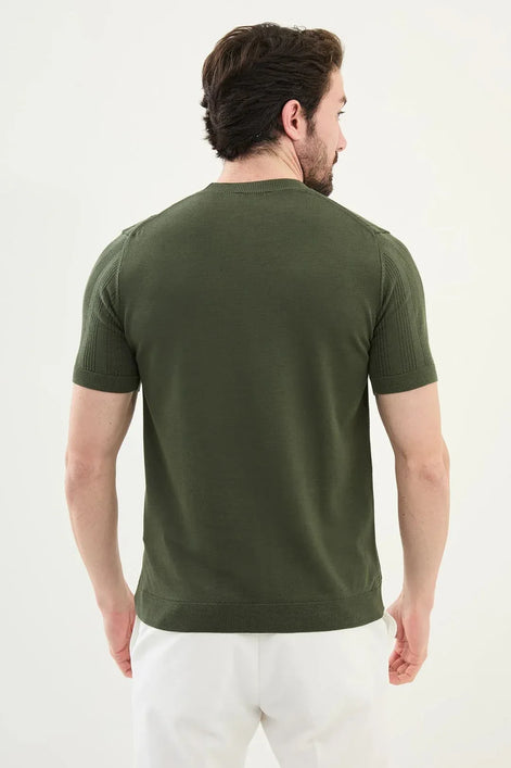 Mens Striped T Shirt Green