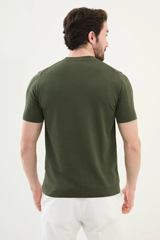 Mens Striped T Shirt​ Green