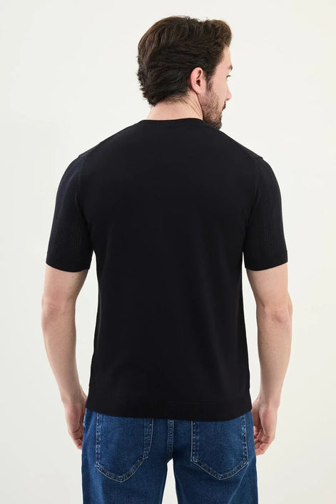 Mens Striped T Shirt Navy Blue