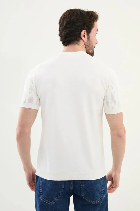 Mens Striped T Shirt Off White