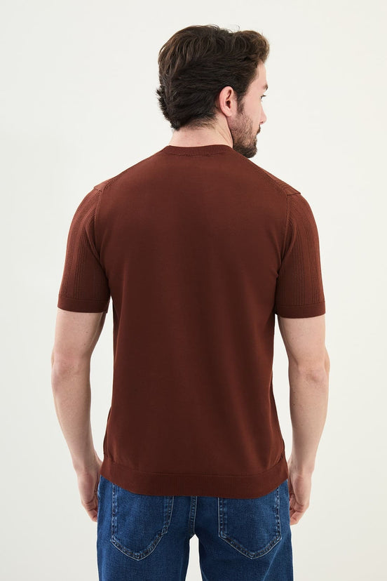 Mens Striped T Shirt​ Rust Brown
