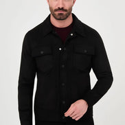 Men's Suede Trucker Jacket Black