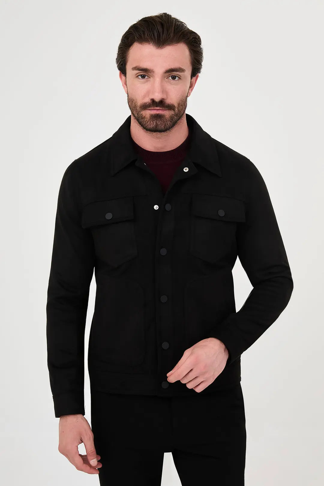 Men's Suede Trucker Jacket Black