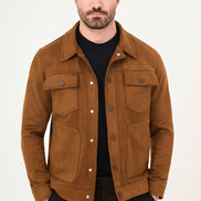 Men's Suede Trucker Jacket Rust