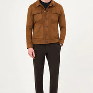 Men's Suede Trucker Jacket Rust