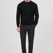 Men's Textured Crew Neck Sweater Black