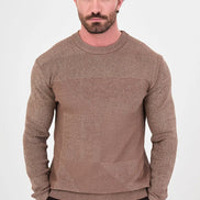 Men's Textured Crew Neck Sweater Brown