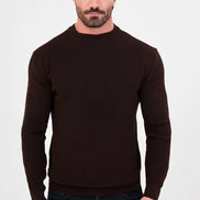 Men's Textured Dark Brown Crew Neck Sweater