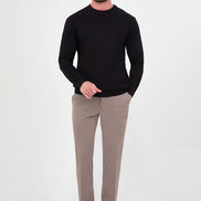 Men's Textured Crew Neck Sweater Navy Blue