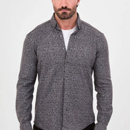 Men's Black Wool Button Down Shirt