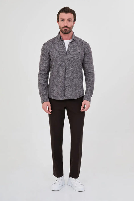 Men's Wool Button Down Shirt Black