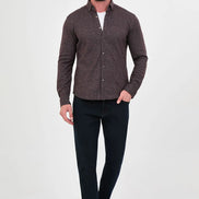 Men's Wool Button Down Shirt Brown