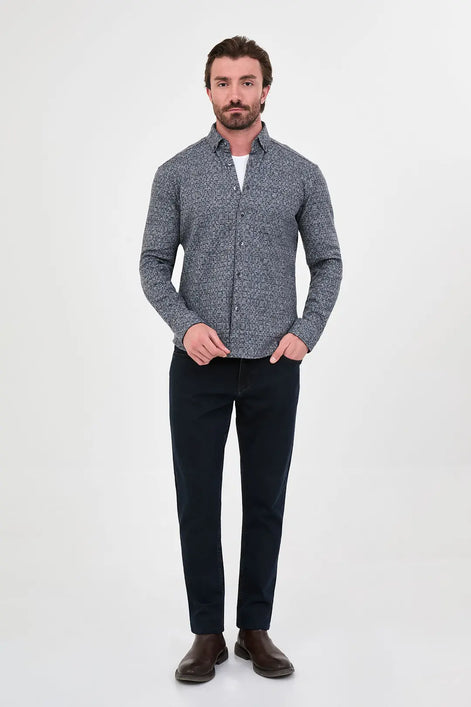 Men's Wool Button Down Shirt Gray