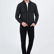 Men's Black Wool Harrington Jacket
