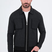 Men's Black Wool Harrington Jacket