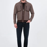 Men's Brown Wool Harrington Jacket