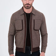 Men's Wool Harrington Jacket Brown