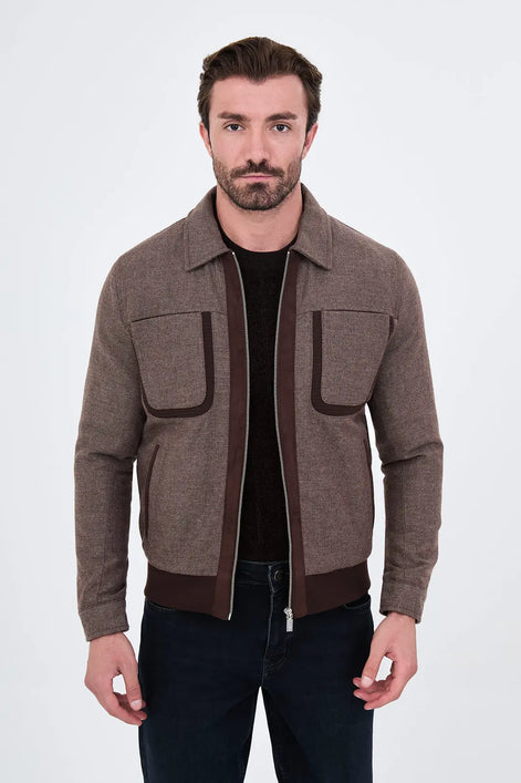 Men's Wool Harrington Jacket Brown