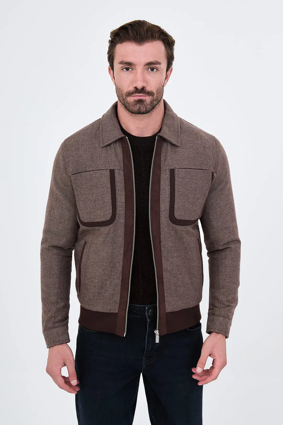 Men's Wool Harrington Jacket Brown