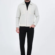 Men's Gray Wool Harrington Jacket