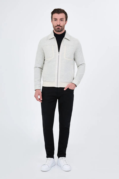Men's Gray Wool Harrington Jacket