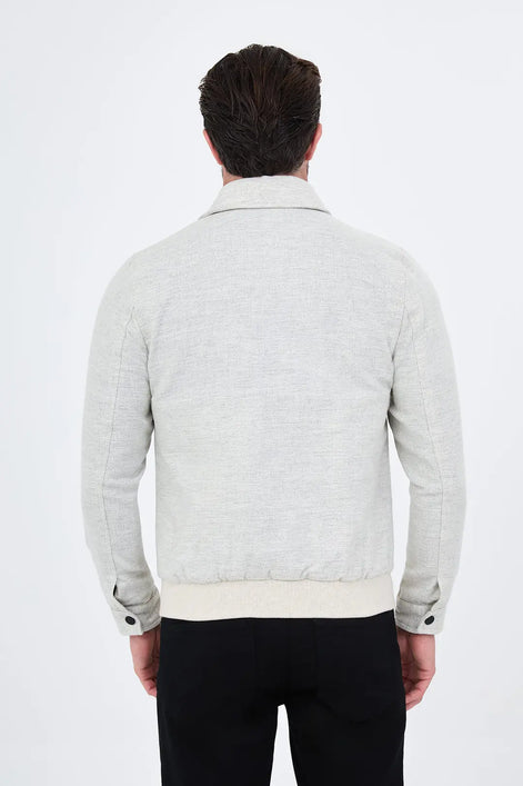 Men's Gray Wool Harrington Jacket