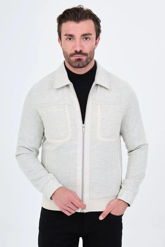 Men's Wool Harrington Jacket Gray