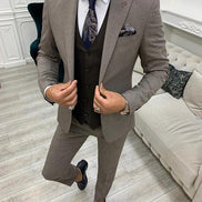 Miami Slim Fit Notch Lapel Brown Suit