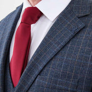 Ames Navy Blue 3 Piece Tartan Suit