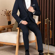 Navy Blue Glitter Shawl Lapel Tuxedo