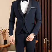 Navy Blue Glitter Shawl Lapel Tuxedo