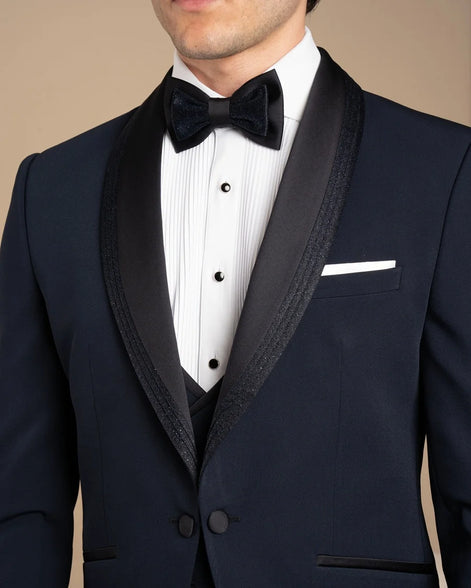 Navy Blue Glitter Shawl Lapel Tuxedo