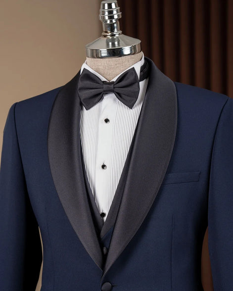 Navy Blue Shawl Lapel Men Tuxedo